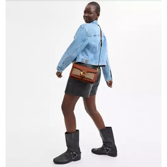 Coach Tabby Shoulder Bag 26 Signature Canvas In Leather/Brass/Tan Caramel CI032 - Picture 9 of 12